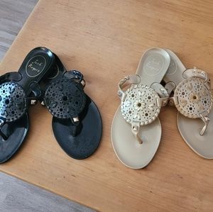 Little Girls Jack Rogers Georgica Jelly Sandals x2 BLACK & GOLD